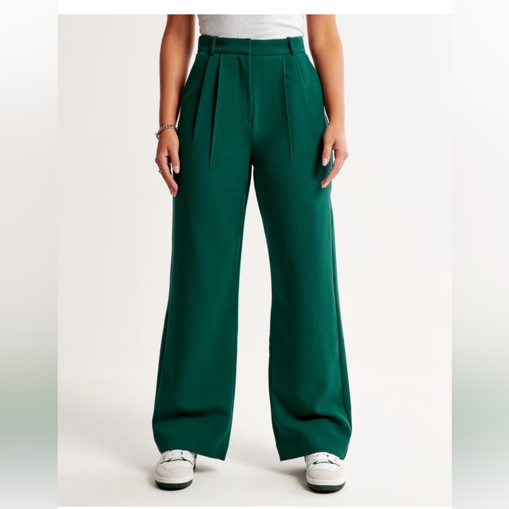 Abercrombie & Fitch Green Wide-Leg Trousers